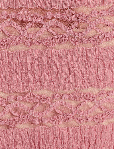 Blouse dentelle col montant vieux rose femme