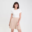 Robe droite pliss&eacute;e sable femme