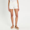 Short droit brodé en jean blanc femme
