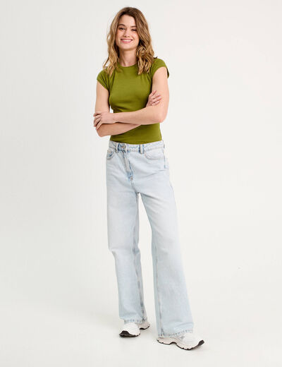 T-shirt manches courtes vert foncé femme