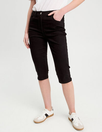Pantacourt capri denim noir femme
