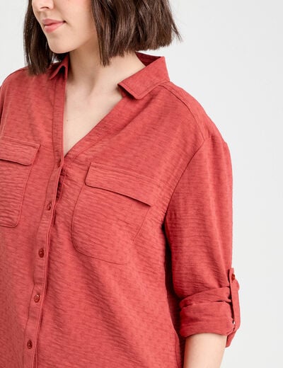Chemise manches longues vieux rose femme