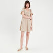 Robe patineuse manches courtes beige femme