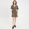 Robe évasée manches courtes beige femme