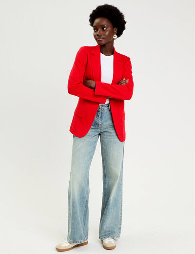 Veste blazer cintr&eacute;e rouge femme