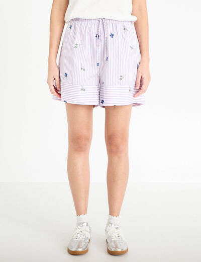 Short flare brod&eacute; Bridgerton violet clair femme