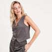 Veston sans manches gris clair femme