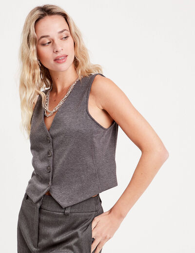 Veston sans manches gris clair femme