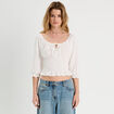 Blouse manches 3/4 blanc femme