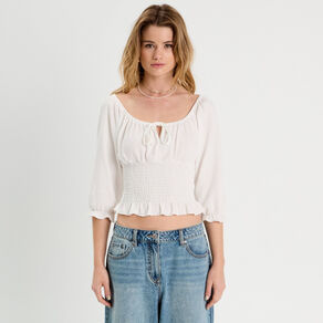 blouse manches 34 blanc femme Blouse manches 3/4 blanc femme