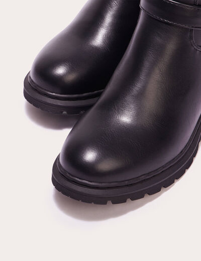 Bottines brides anneaux noir femme