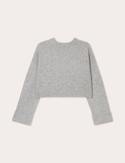 Pull cropped manches longues gris foncé femme