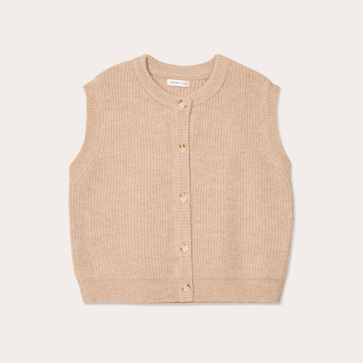 Gilet sans manches beige femme