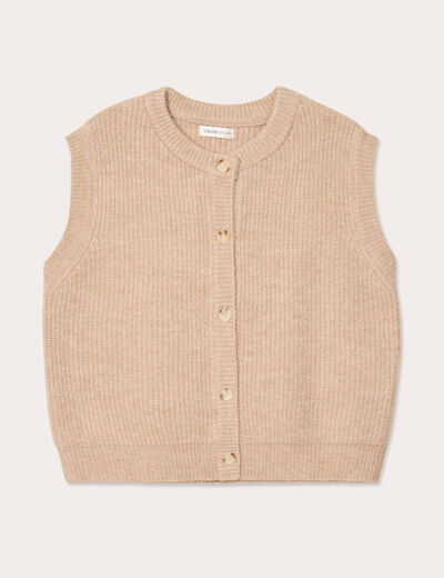 Gilet sans manches beige femme