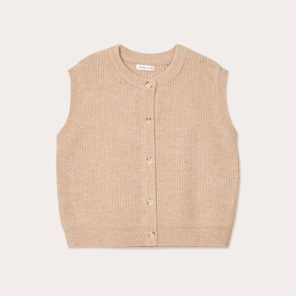 Gilet sans manches beige femme