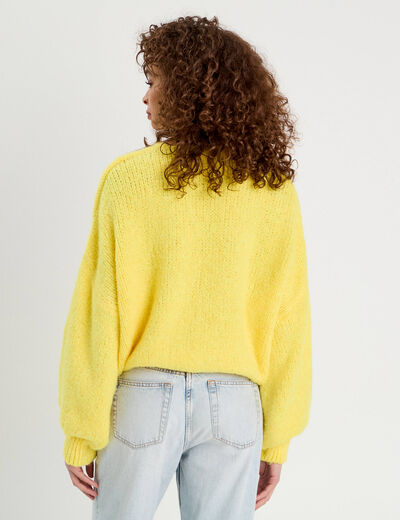 Pull manches longues jaune femme