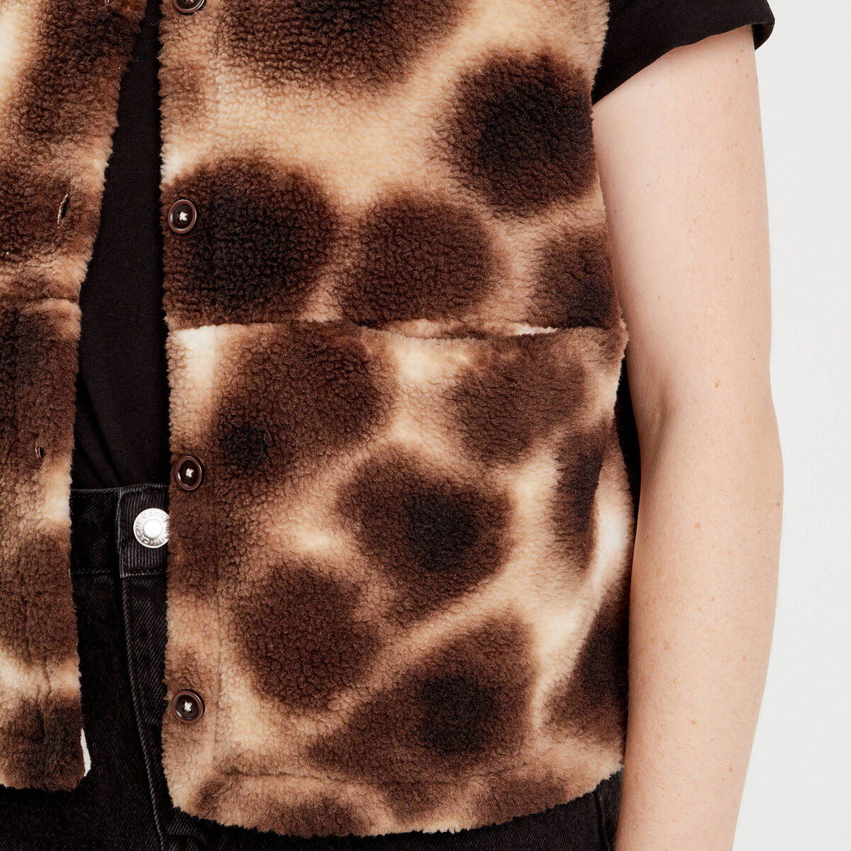 Gilet sans manches effet polaire marron femme