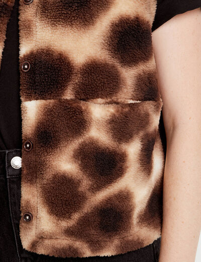 Gilet sans manches effet polaire marron femme