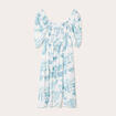 Robe midi évasée smockée ecru femme