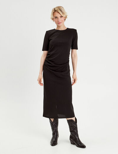 Robe longue ajustée noir femme
