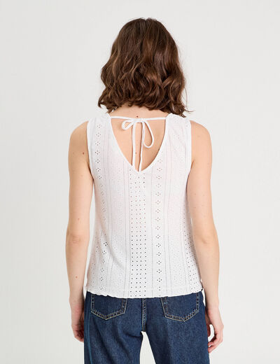 Débardeur broderie anglaise ecru femme