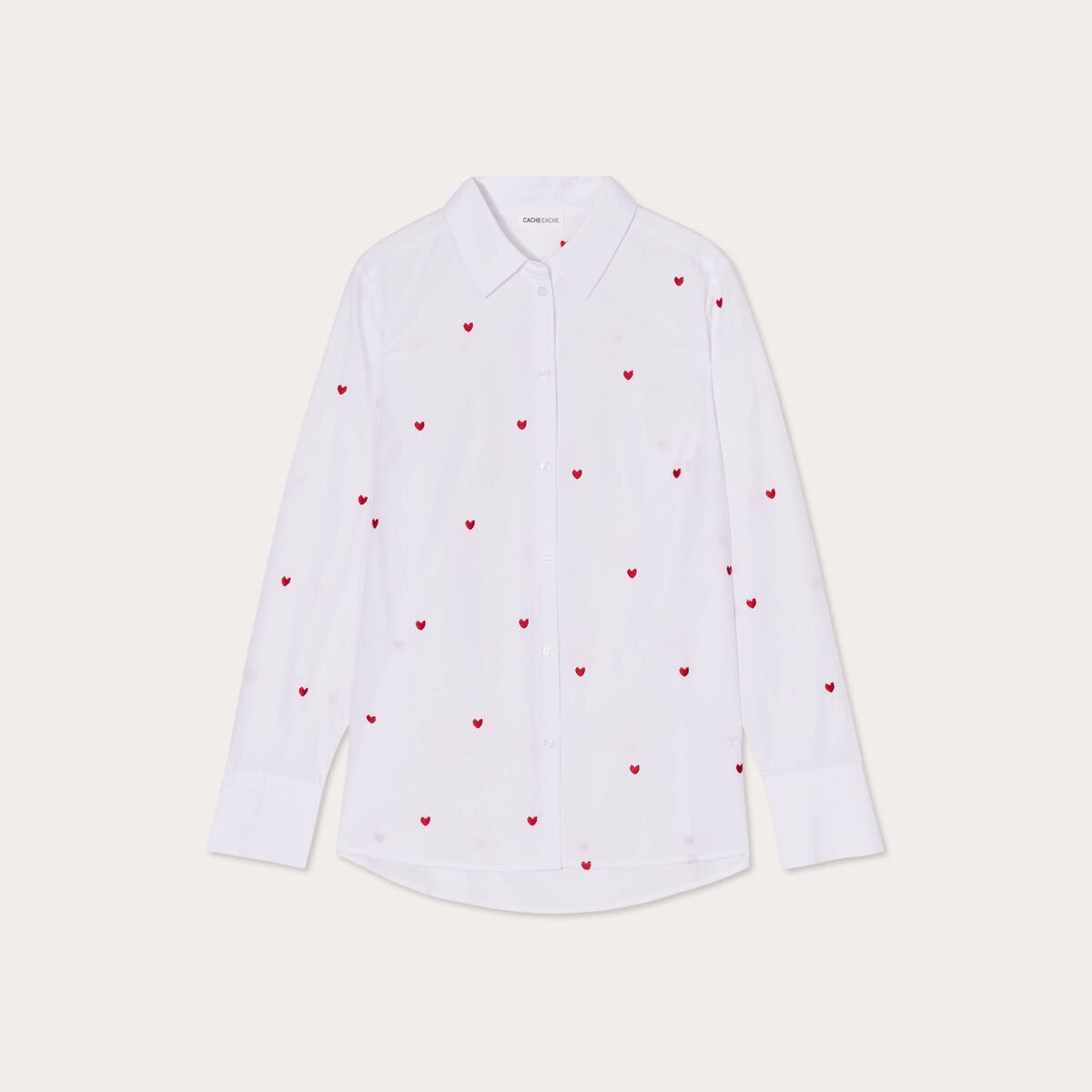 Chemise manches longues brodée blanc femme
