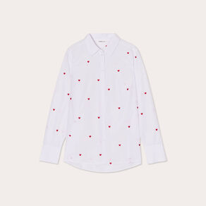Chemise manches longues brodée blanc femme