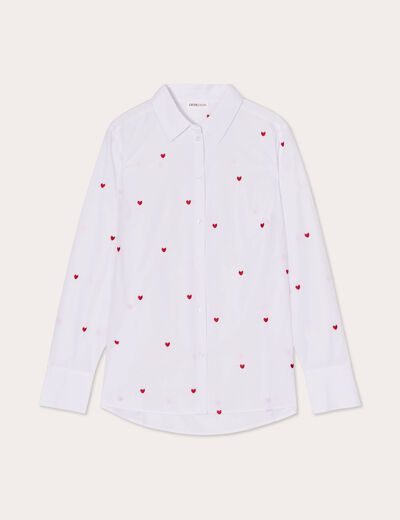Chemise manches longues brodée blanc femme