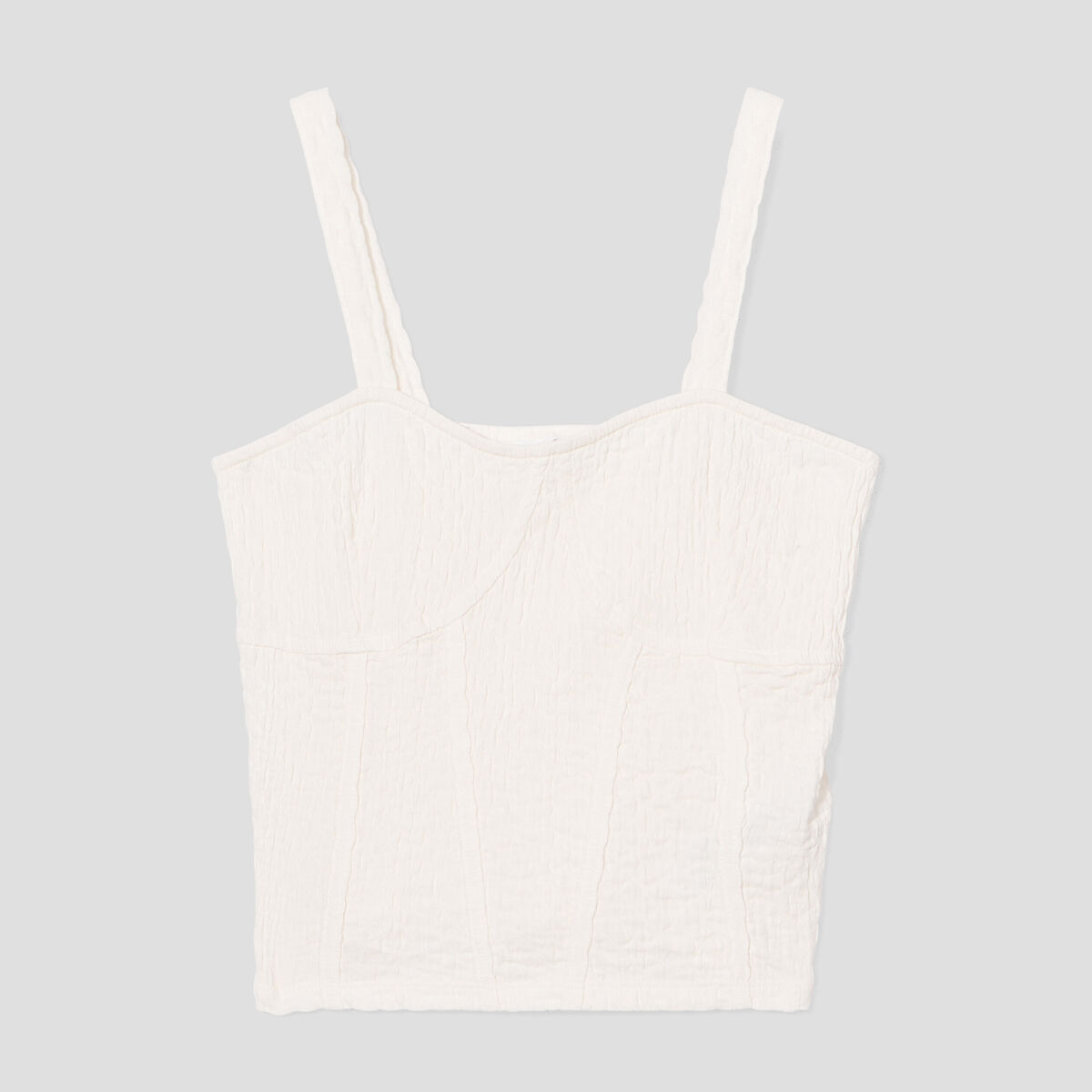 Débardeur bustier gauffré ecru femme