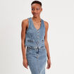Gilet sans manches en jean denim stone femme
