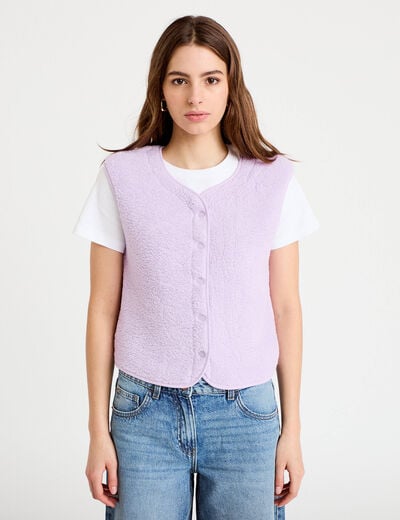 Gilet sans manches effet polaire parme femme