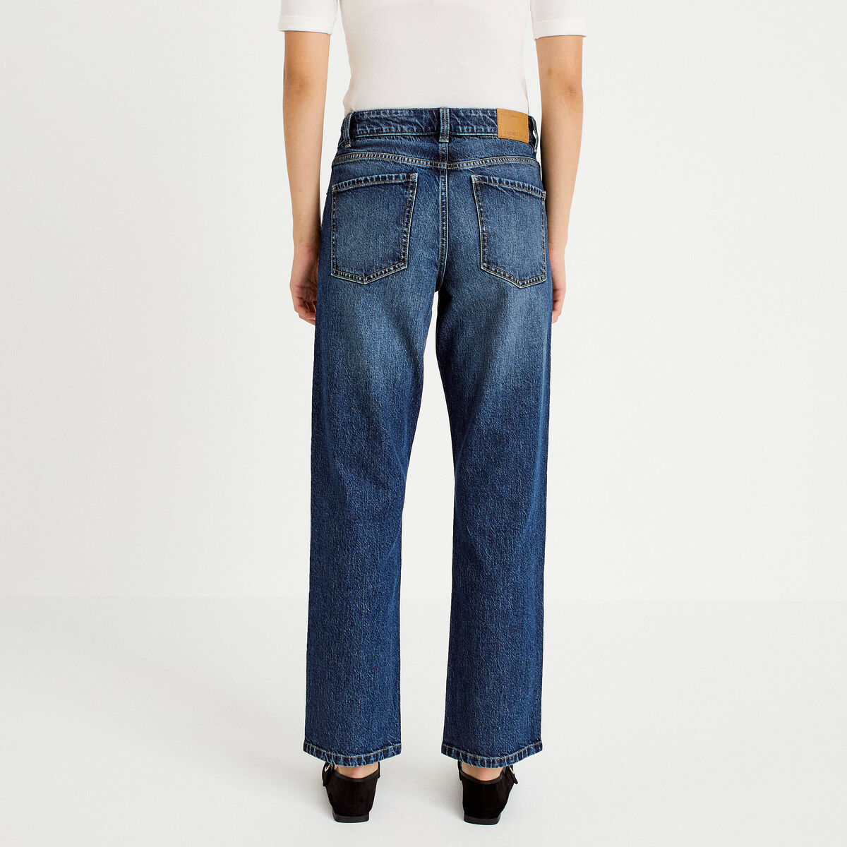 Jean droit taille standard bleu femme
