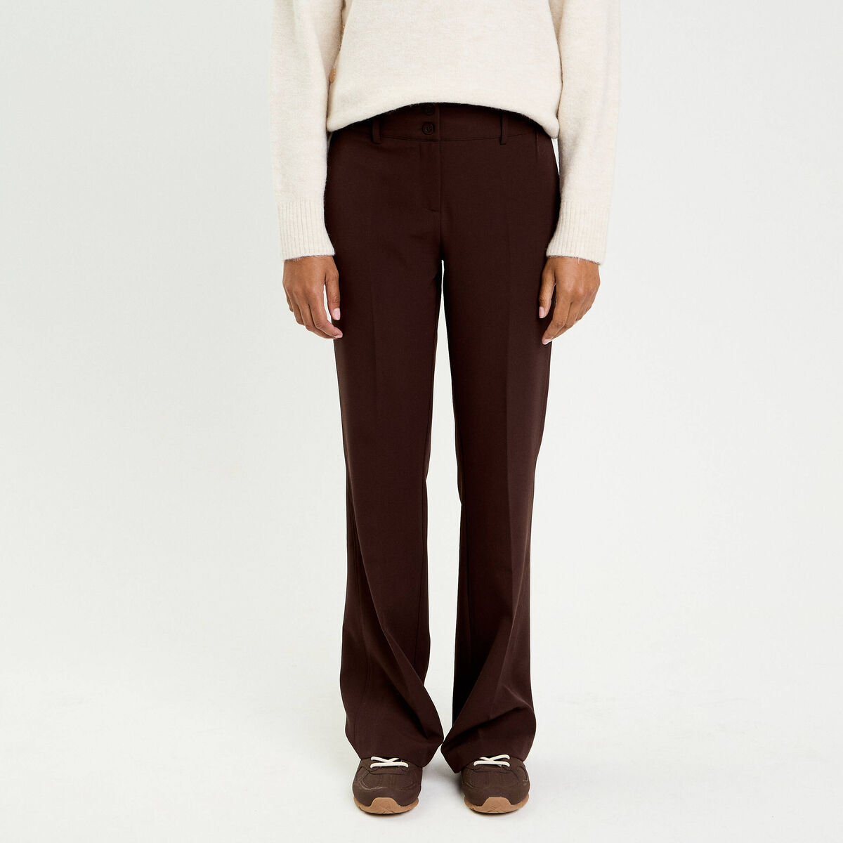 Pantalon flare marron fonc&eacute; femme