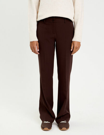 Pantalon flare marron fonc&eacute; femme