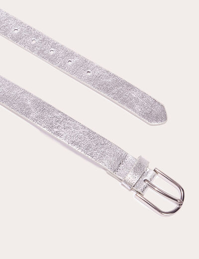 Ceinture métallisée gris argent femme