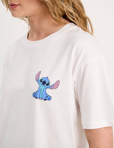 T-shirt oversize Stitch blanc femme