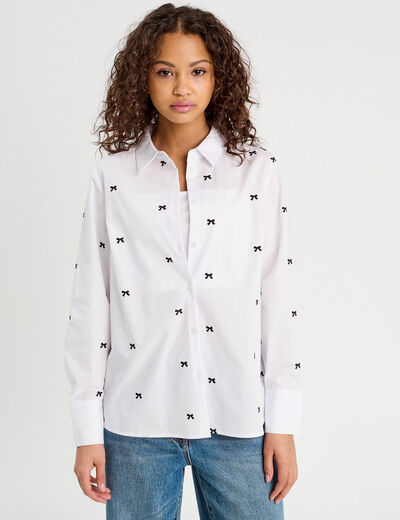 Chemise brodée noir femme