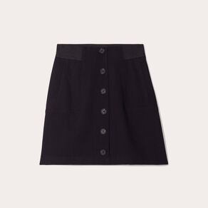 Jupe droite boutonnée noir femme