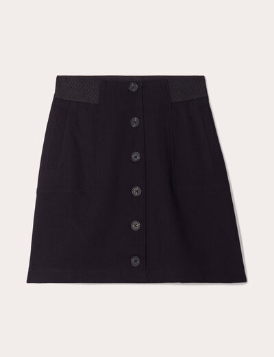 Jupe droite boutonnée noir femme