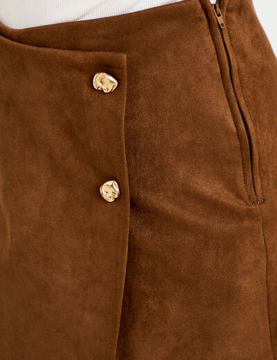 Jupe-short courte aspect daim marron femme