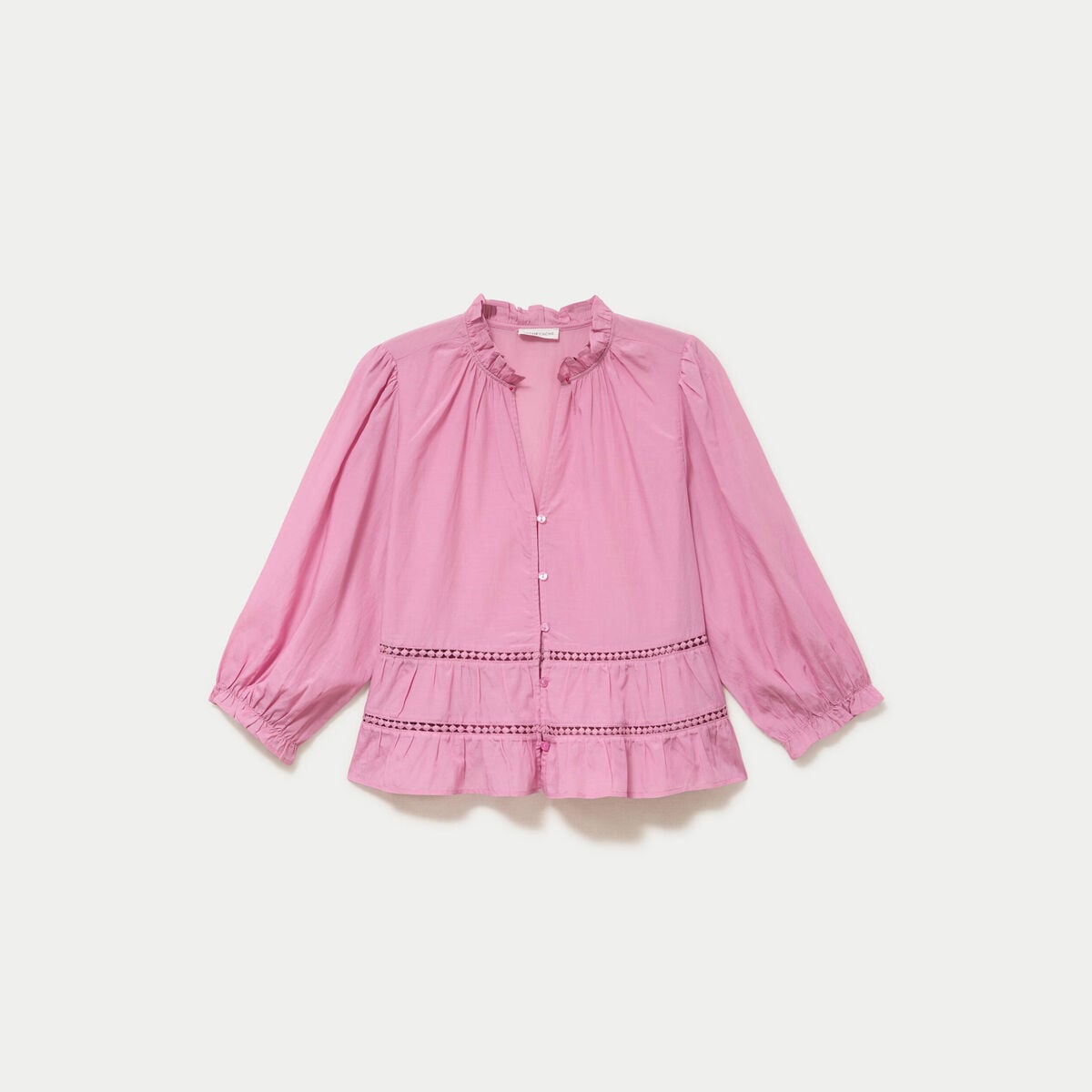 Blouse cintr&eacute;e col v manches 3/4 mauve femme