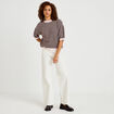 Pull ample duveteux manches courtes rose clair femme