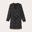 Robe droite courte col v manches longues noir femme