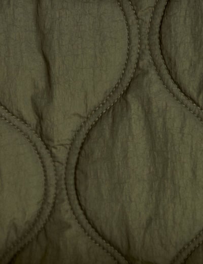 Veste droite &agrave; capuche manches longues vert kaki femme