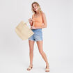 Short mom taille haute en jean denim double stone femme