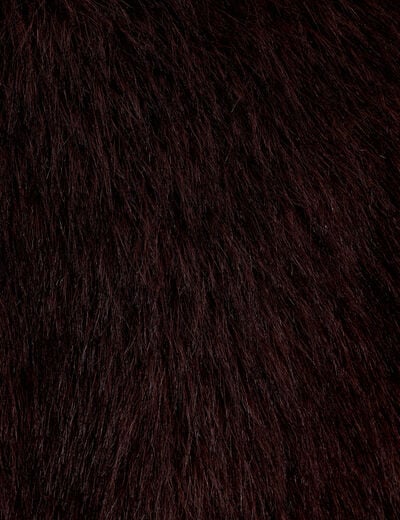 Veste courte en fausse fourrure marron fonc&eacute; femme