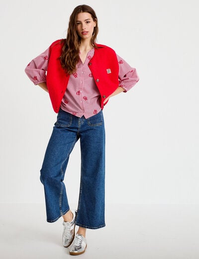 Gilet sans manches effet polaire rouge femme