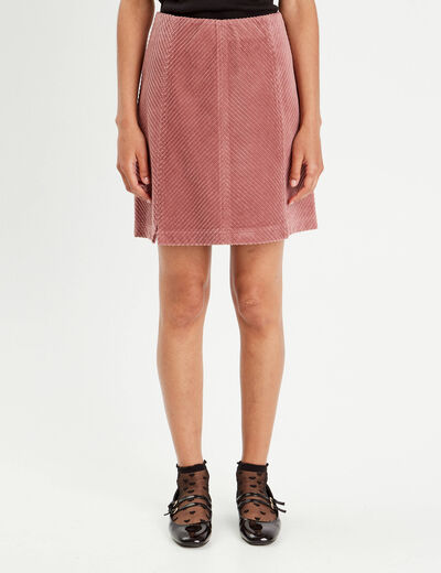 Jupe trapèze en velours vieux rose femme