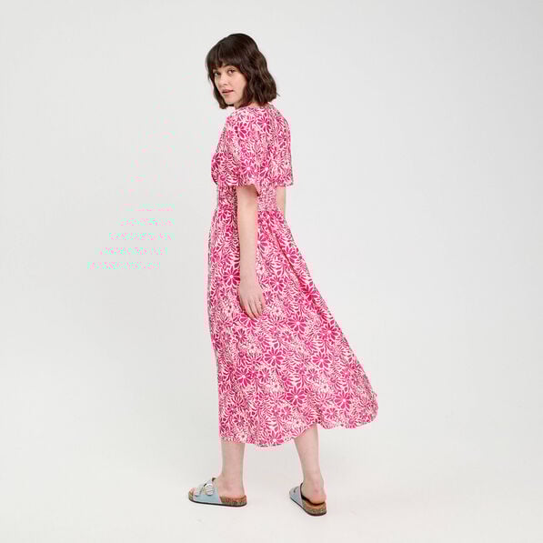 robe longue evasee rose fushia femme Robe longue évasée rose fushia femme