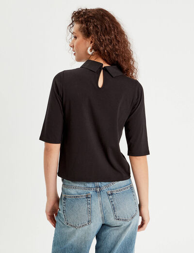 T-shirt col bijoux noir femme